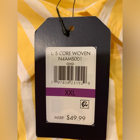 100% Cotton Nautica Jean Company Yellow Striped Button-Up Shirt - Picture 6 of 8
